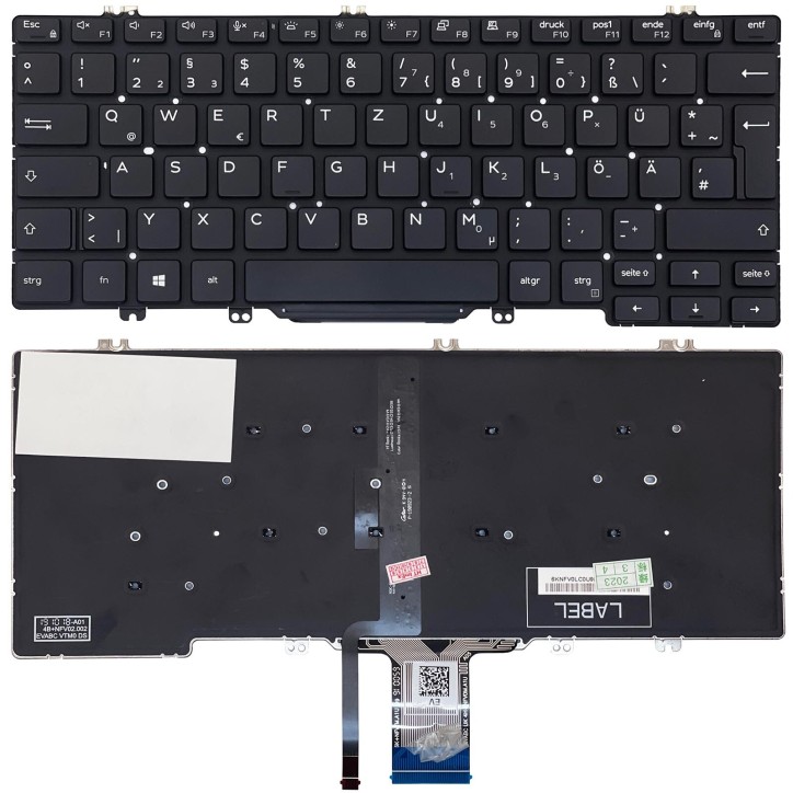 Teclado Dell 07FYT7 0VWKCT Alemán QWERTZ Retroiluminado Negro
