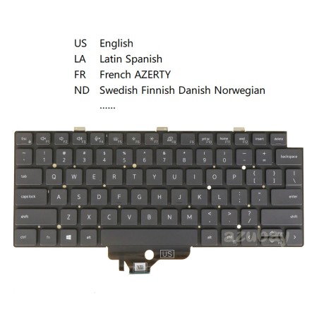 Tastatur Dell 018YPJ 0J8C2M International mit Rückenbeleuchtung