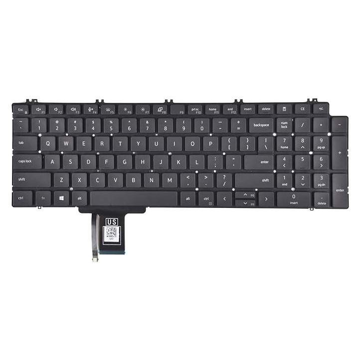 Teclado Dell 08XY7G Inglés EE.UU. QWERTY Retroiluminado Negro Teclado Dell 08XY7G Inglés EE.UU. QWERTY Retroiluminado Negro