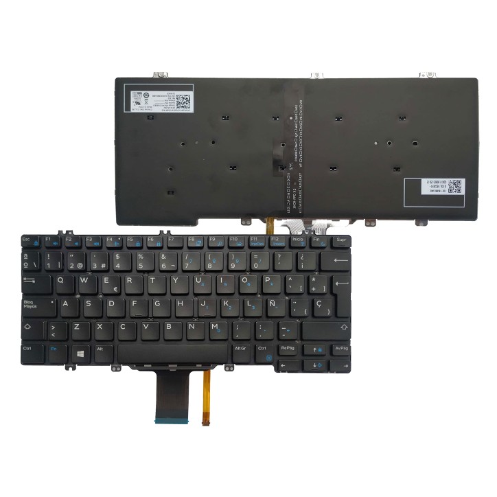 Teclado Dell 030FVP Nórdico QWERTY Retroiluminado Negro